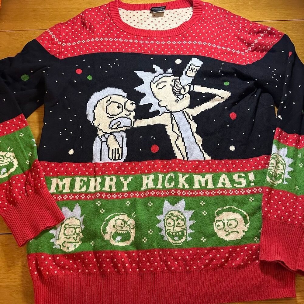 Ugly Christmas Rick and Morty sweater merry rickmas xl